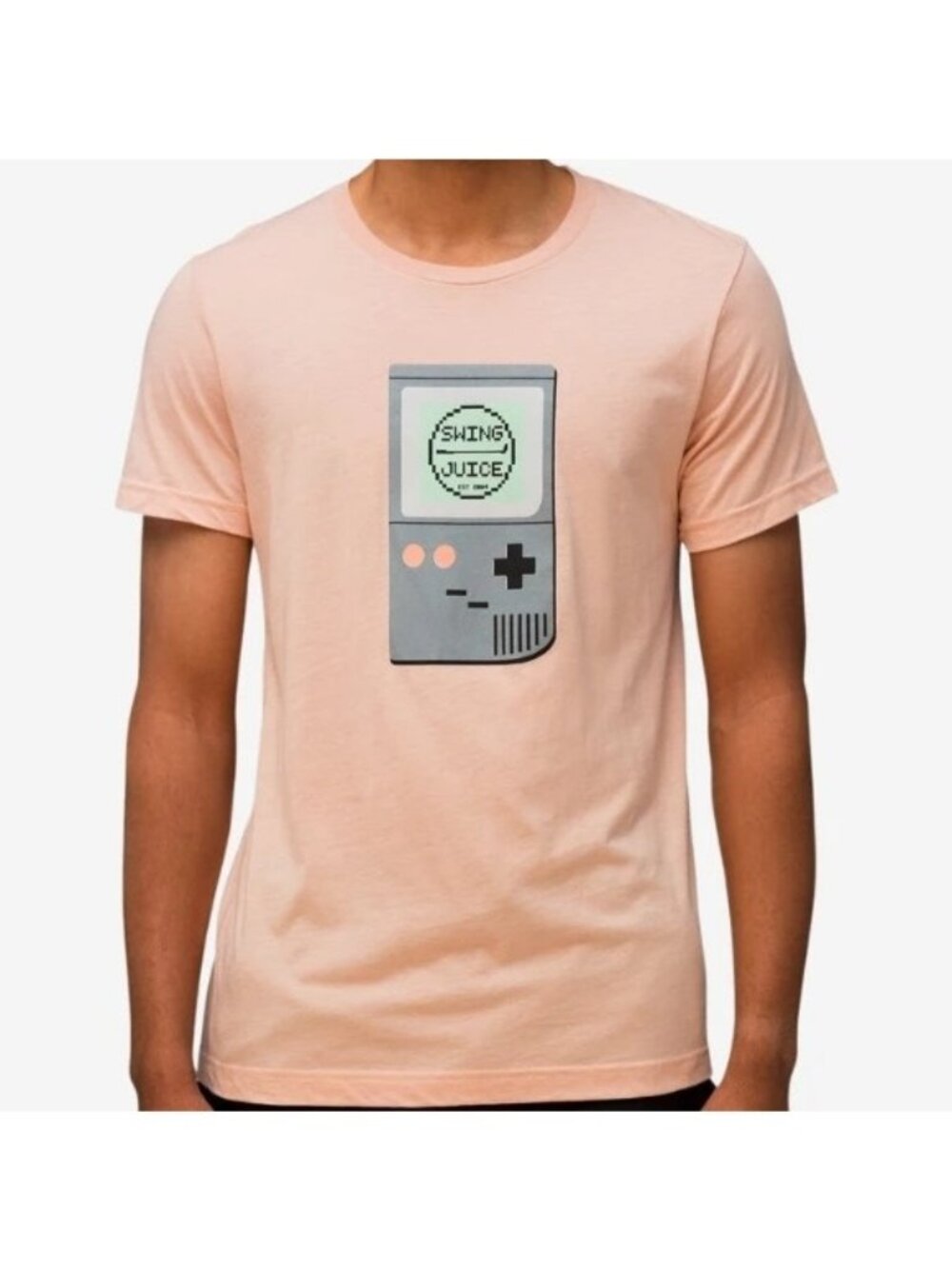 Swing Juice Graphic T Shirt XL Golf 8 Bit Game Peach Cotton Blend Basic Casual